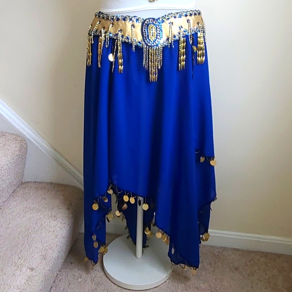 Blue & Gold Pallette Handkerchief Dance Skirt - Picture 2 of 5
